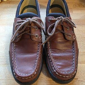 LL Bean Leather Camp Moc Men's 9 Medium Boat Loafer Shoes